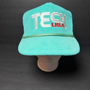 Vintage Tech USA Corduroy Snapback Hat Teal